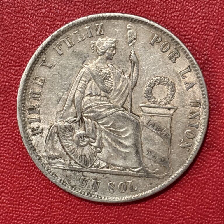 Read more about the article 1870 YJ Peru Un Sol Silver Coin 90% 25g 22.5g ASW