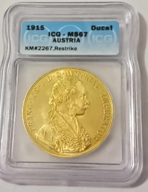 Read more about the article 1915 Gold 4 Ducat Austria (Restrike minted 1920 and 1936) ICG MS67 Great Luster