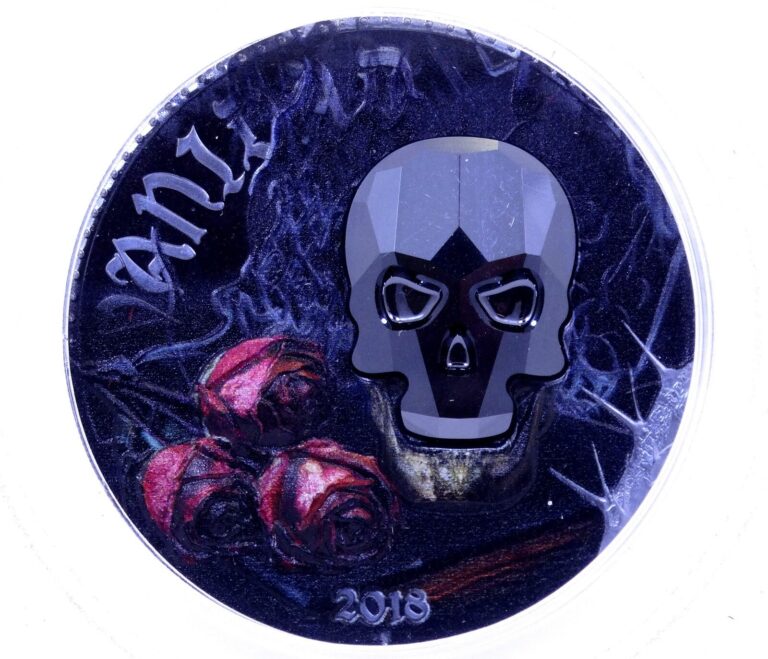 Read more about the article 2018 PCGS PR70 DCAM CRYSTAL SKULL VANITY Equatorial Guinea 1000 Fr Silver FDOI