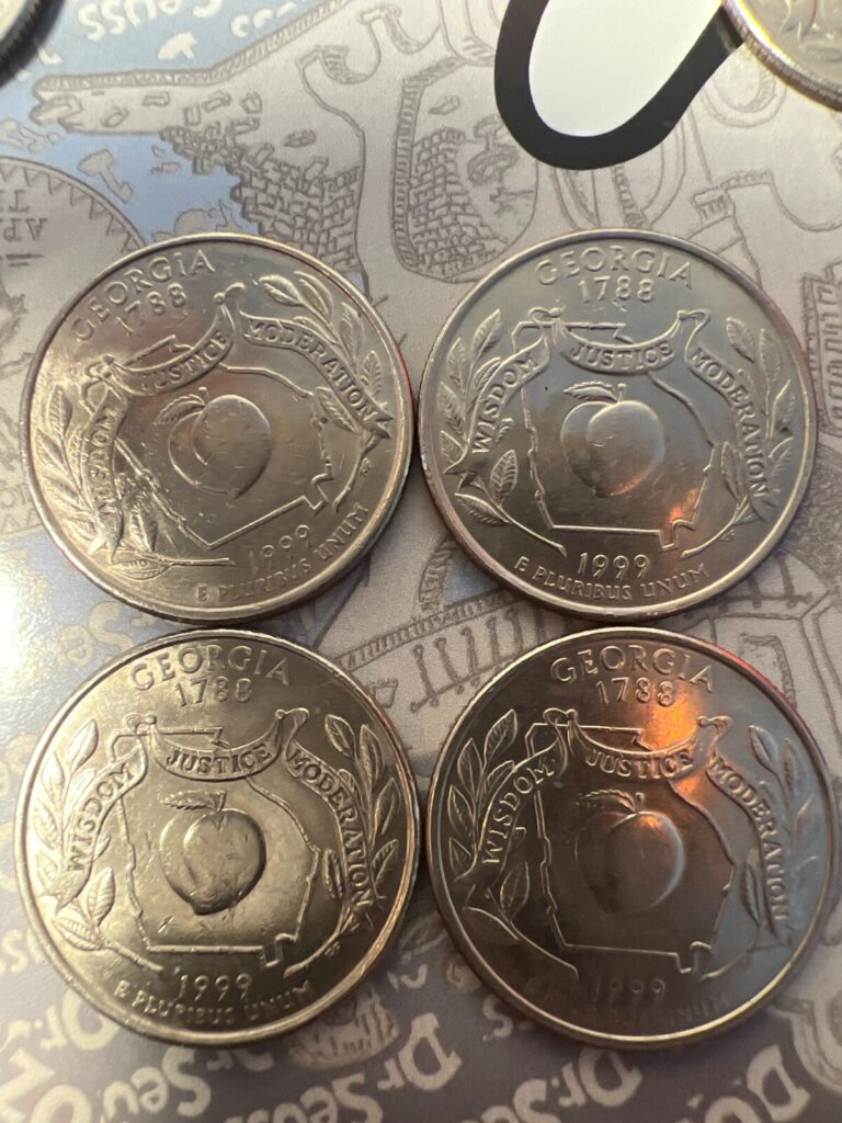 Read more about the article 4 set of washington Qtr. State of Georgia. Rare   error   good condition . Sale!