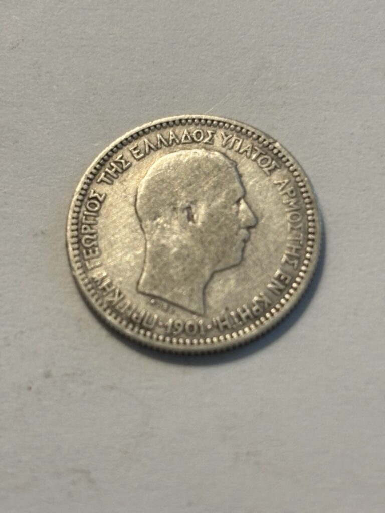 Read more about the article GREECE CRETE 50 LEPTA 1901 NICE GRADE SILVER COIN LOW MINTAGE- Free Shipping!