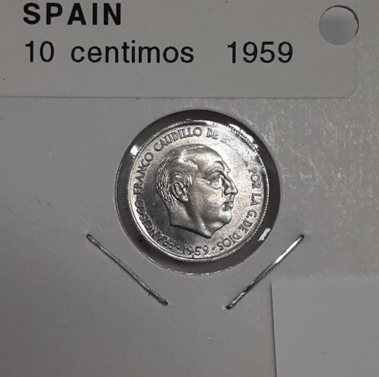 Read more about the article 1959 Spain 10 Centimos Aluminum Coin  Franco  UNC