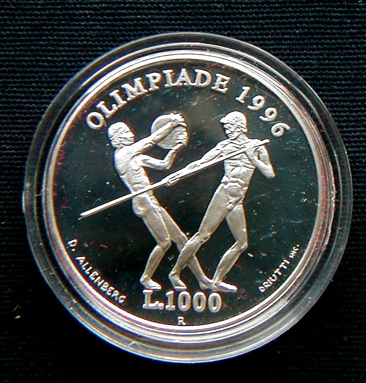 Read more about the article 1995 SAN MARINO Italy silver coin 1000 £ PROOF UNC XXVI Olympics Atlanta in BOX