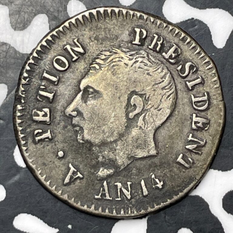 Read more about the article AN 14 (1817) Haiti 25 Centimes Lot#MK371 Silver! KM#15.1