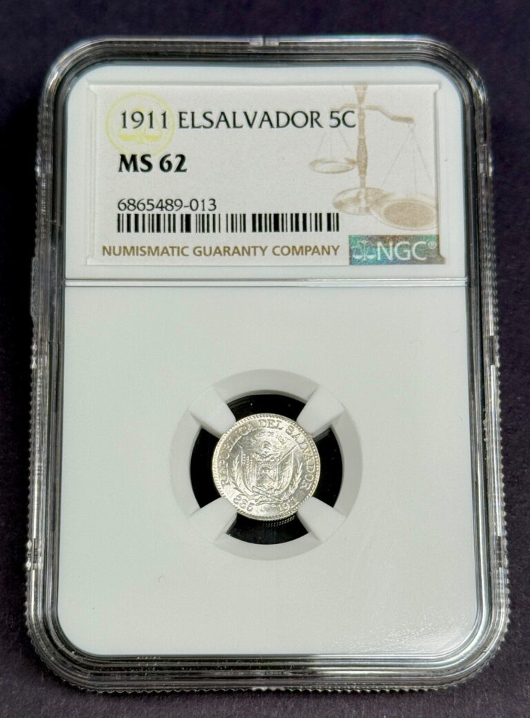 Read more about the article El Salvador – 5 Centavos – 1911 NGC MS 62 Silver .835