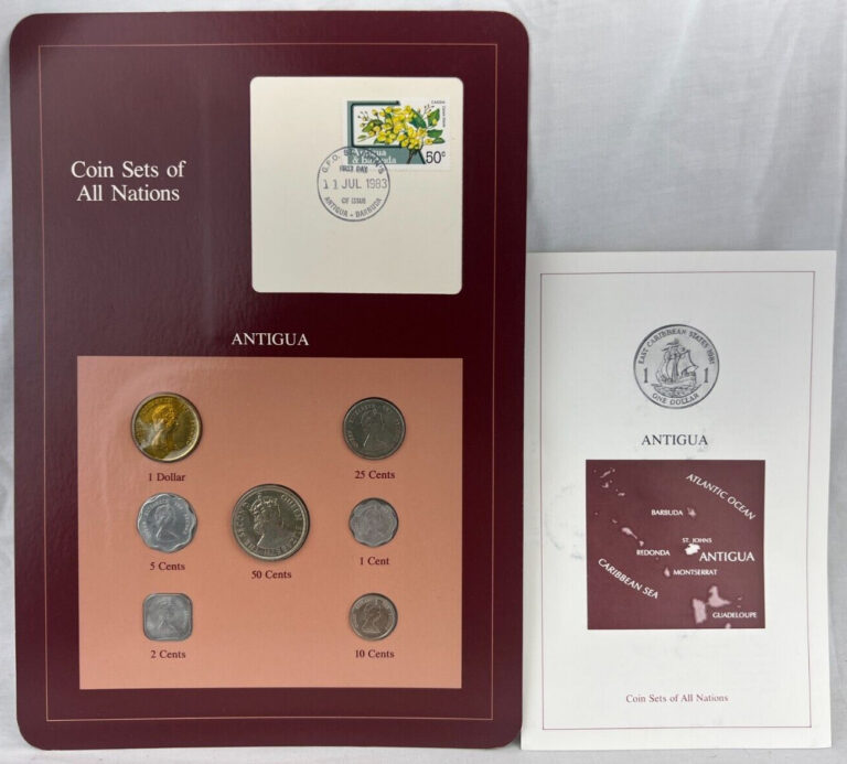 Read more about the article Coin Sets of All Nations Antigua E.C. w/card 1965-1983 UNC 50 cents 1965