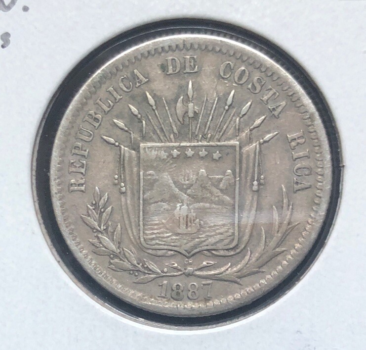 Read more about the article 1887 G.W 9Ds Costa Rica 25 Centavos Silver Coin-KM#127.1-MINTAGE=100 000