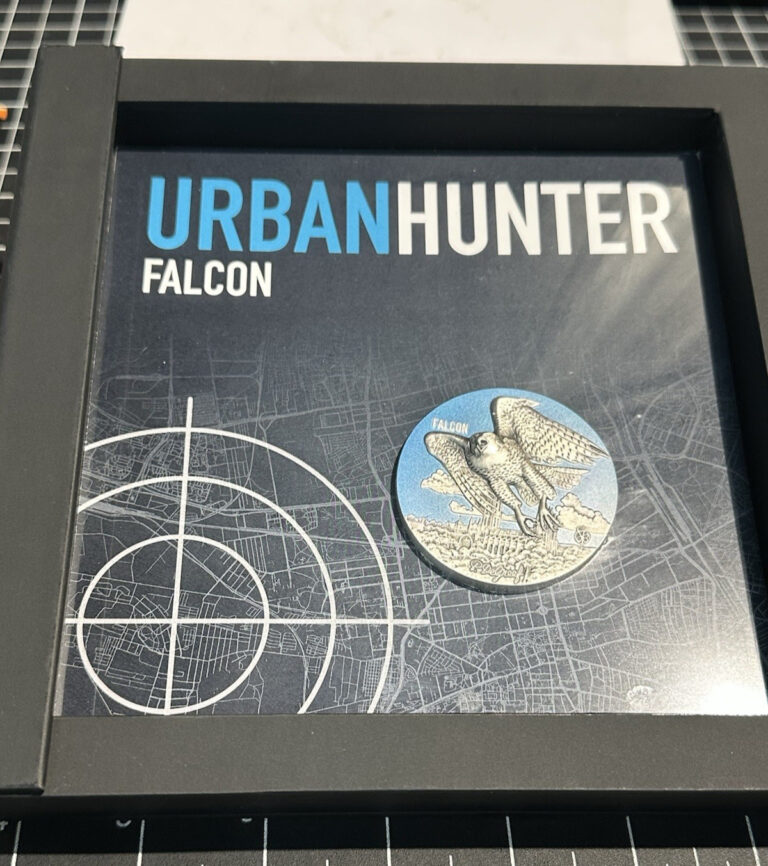 Read more about the article 2022 Benin Urban Hunters Falcon 3oz Silver Antiqued Coin with mintage of 750