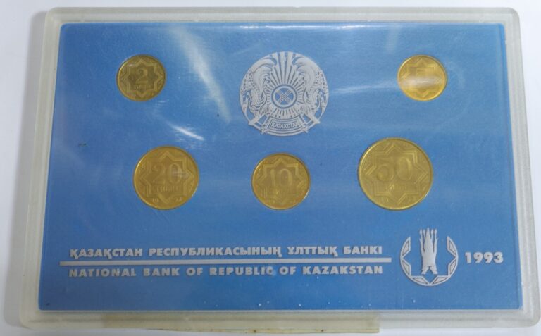 Read more about the article 1993 Republic of Kazakhstan Uncirculated 5-Coin Proof Set in OGP Plastic Case