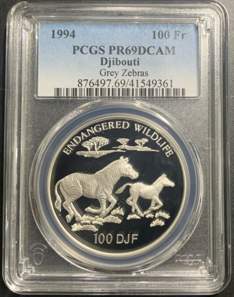 Read more about the article Djibouti 1994 100 Francs / Grey Zebras / Km32 / PCGS PR69DCAM / Stunning Gem!