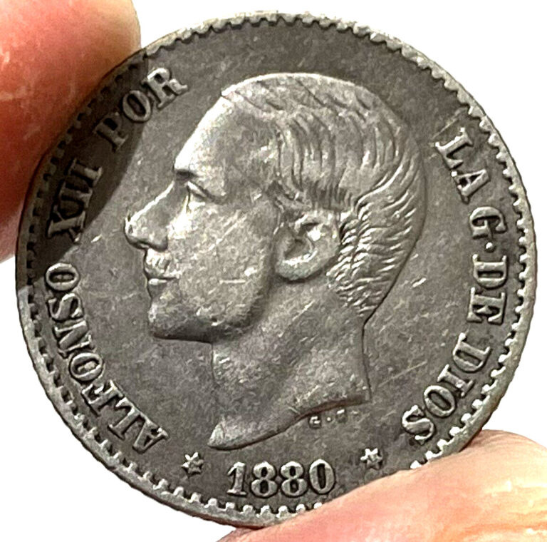 Read more about the article 1880 M MS Silver Spain 50 Centimos Alfonso XII Coin Madrid Mint Condition VF