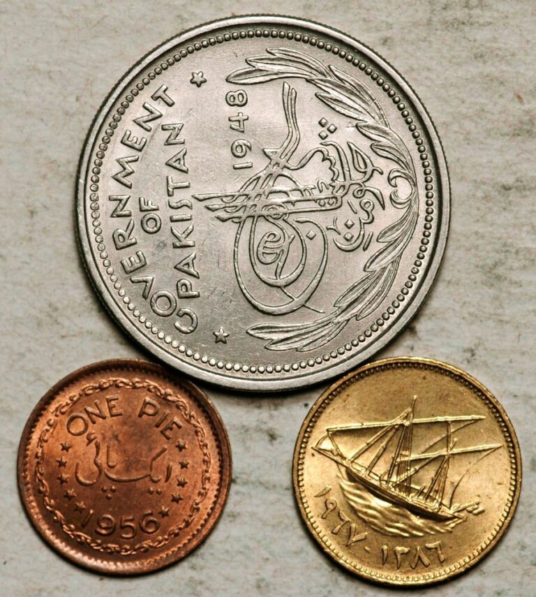 Read more about the article 1948-1956-1967 PAKISTAN KUWAIT LOT OF 3 COINS: 1 RUPEE + 1 PIE + 1 FILS (UNC)