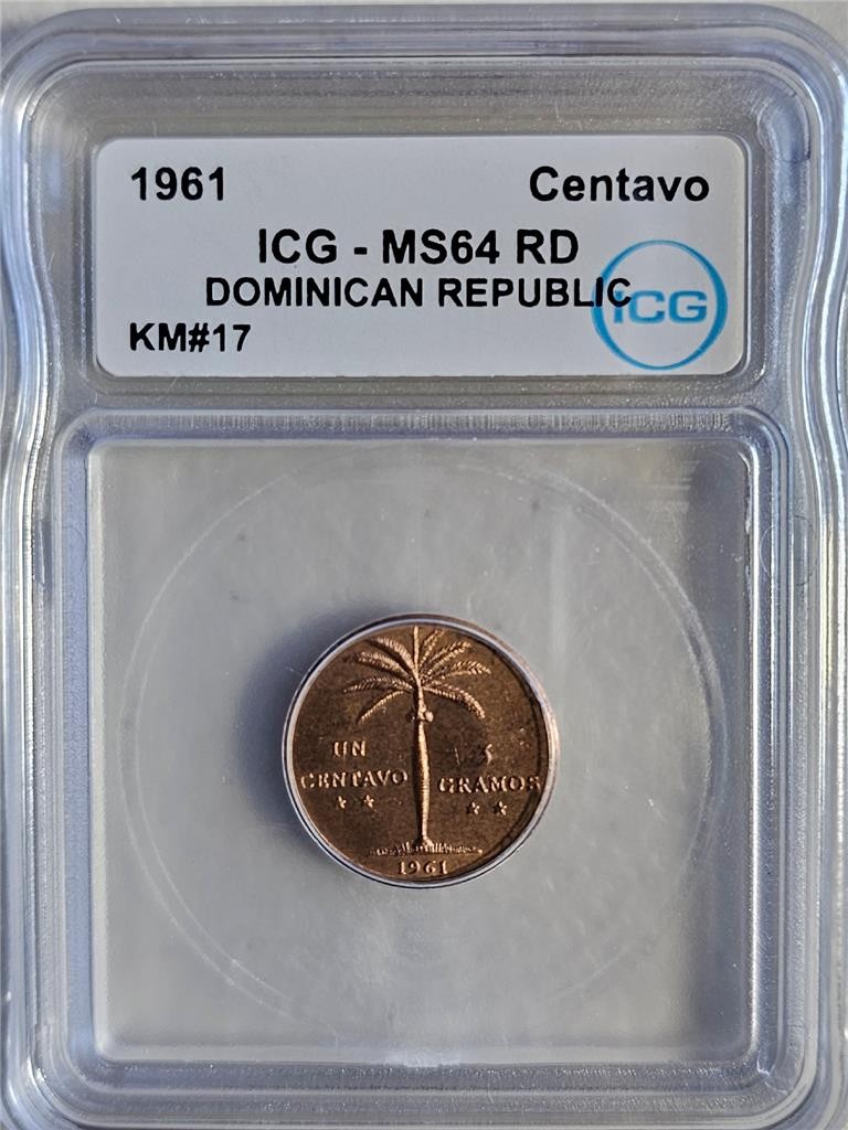 Read more about the article Dominican Republic 1 Centavo 1961 ICG MS 64 RD
