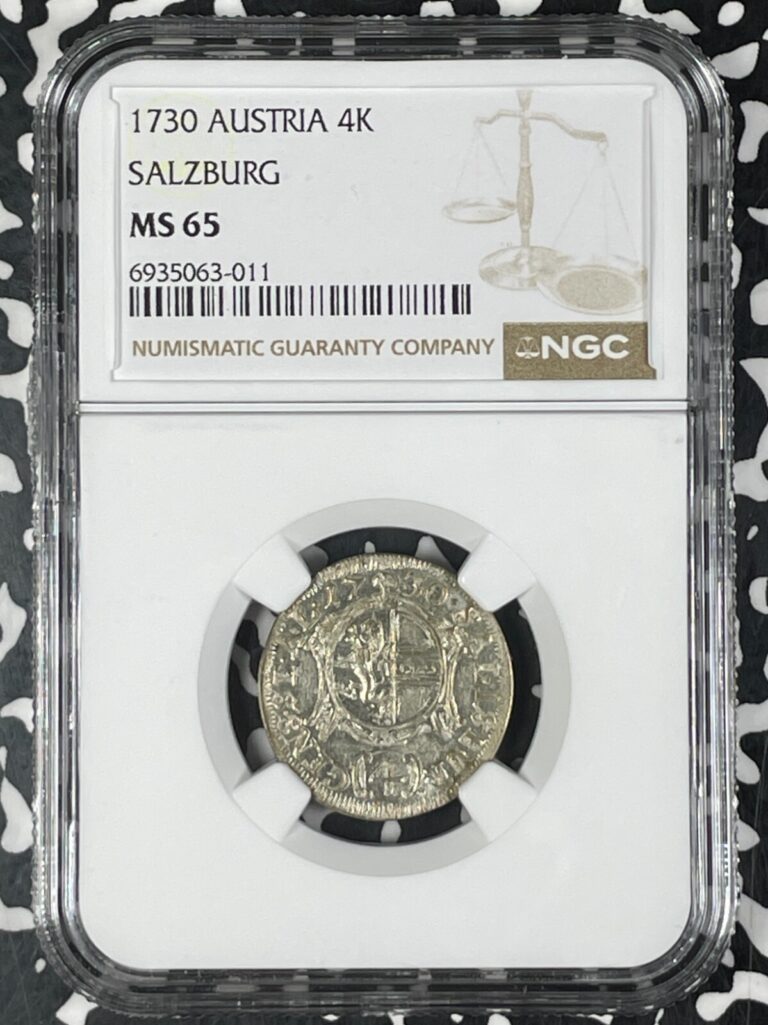 Read more about the article 1730 Austria Salzburg 4 Kreuzer NGC MS65 Lot#G9989 Silver! Solo Top Graded!
