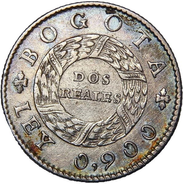 Read more about the article 1849 Colombia 2 Reales 2R Bogota great Condition and quite unique