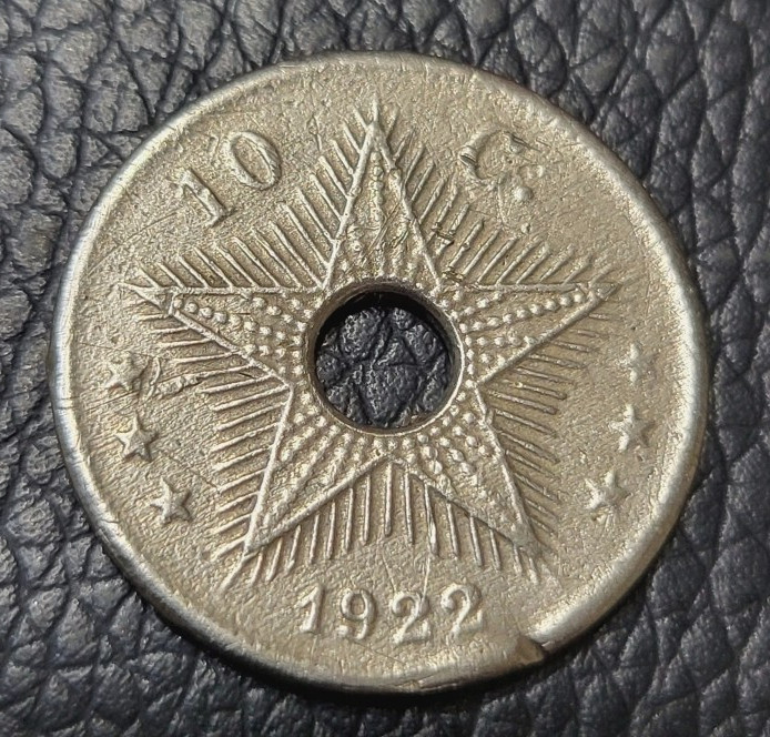 Read more about the article 1922  Belgian Congo 10 Centimes Coin