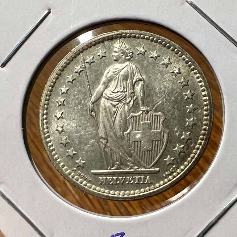 Read more about the article 1944 SWITZERLAND SILVER 2 FRANCS BRILLIANT UNCIRCULATED COIN