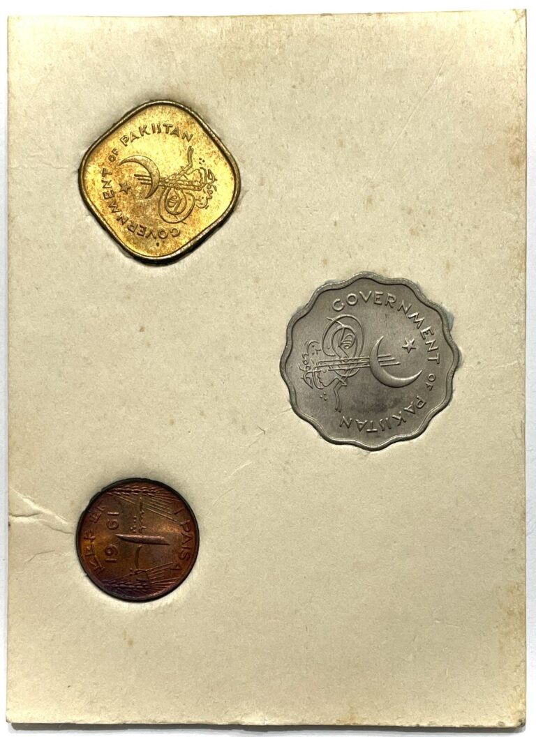 Read more about the article 1961 Government of  Pakistan 1   5  10 Paisa Three Coin Set Mint State