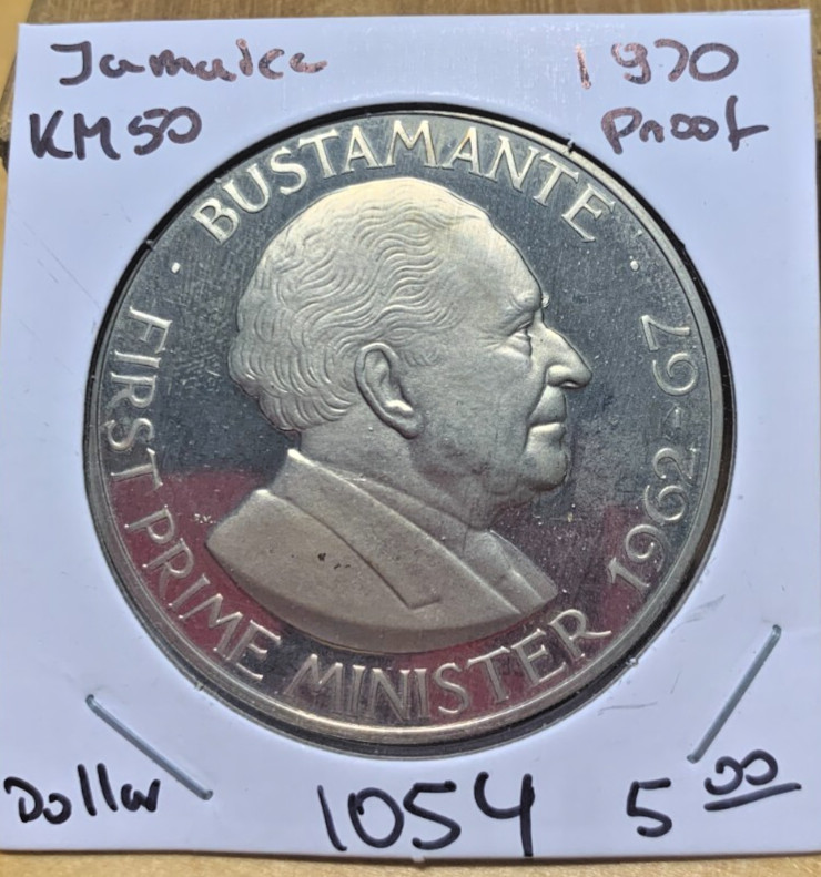 Read more about the article 1970 Jamaica 1 dollar  KM-50  proof uncirculated condition. Coin #1054