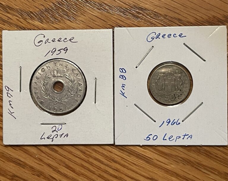 Read more about the article Lot of 2 Carded Greece Coins  20 and 50 Lepta  1959 and 1966 – Combined Shipping OK
