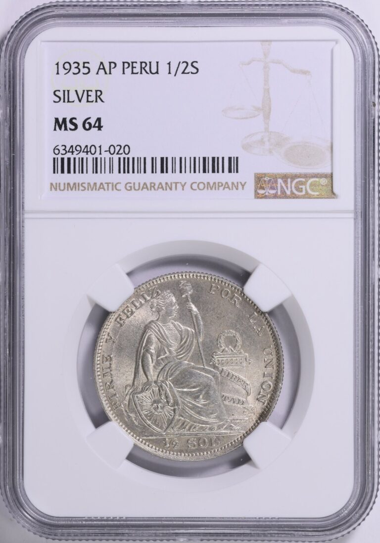 Read more about the article 1935-AP Peru Silver 1/2 Sol KM-216 NGC MS-64