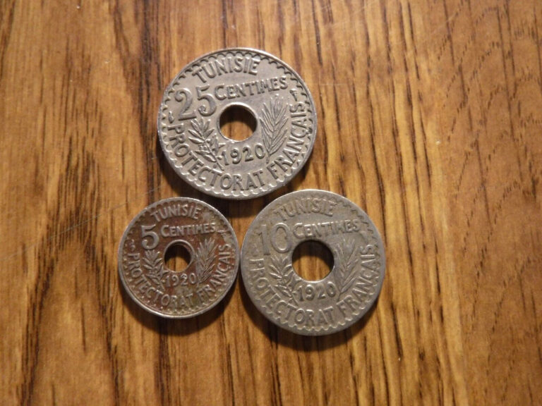 Read more about the article TUNISIA THREE 1920 COINS 5  10  25 CENTIMES (592)