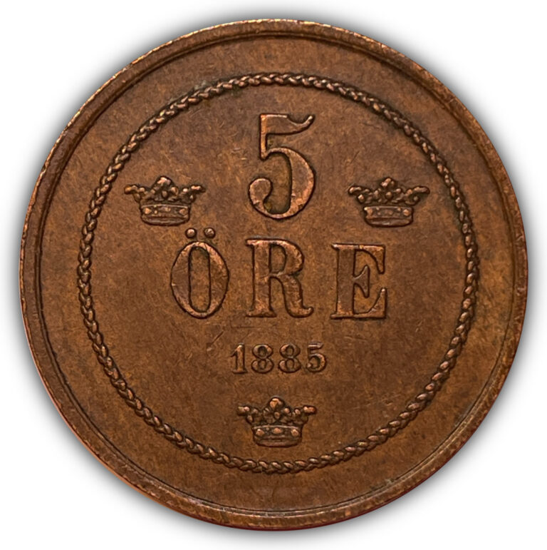 Read more about the article 1885 5 Ore Sweden Extremely Fine XF Coin #21953