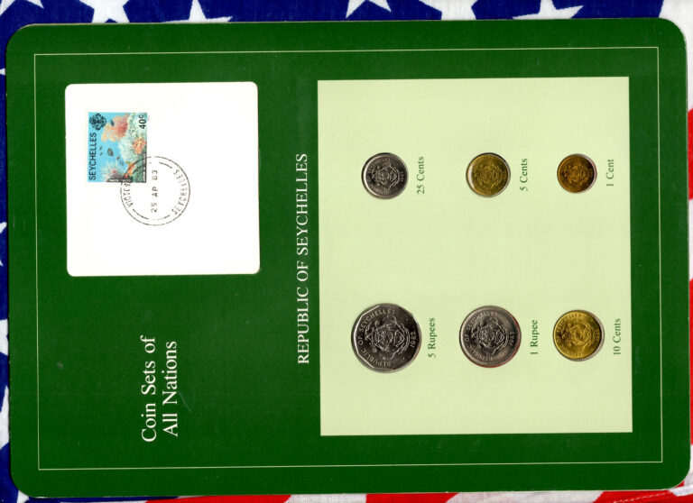 Read more about the article Coin Sets of All Nations Seychelles w/card 1 5 Rupees 1 5 10 25 Cents 1982 UNC