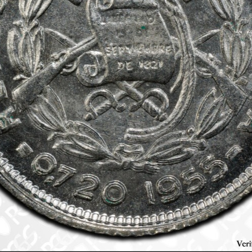 Read more about the article Guatemala  5 Centavos 1955  Triple Die Obverse  Silver  PCGS MS65  Top Pop 1/2