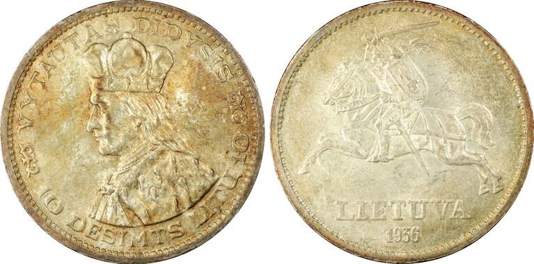 Read more about the article Lithuania 1936 Silver 10 Litu PCGS MS63 – Original And Lusterous – Low Mintage