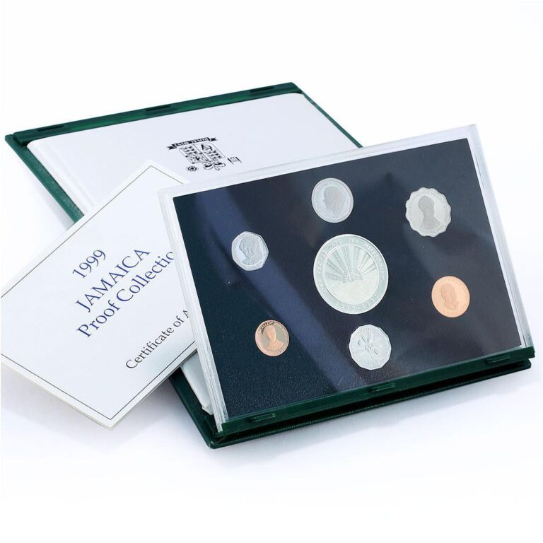 Read more about the article Jamaica Various Set Republic Coinage Millennium proof silver CuNi Al coins 1999
