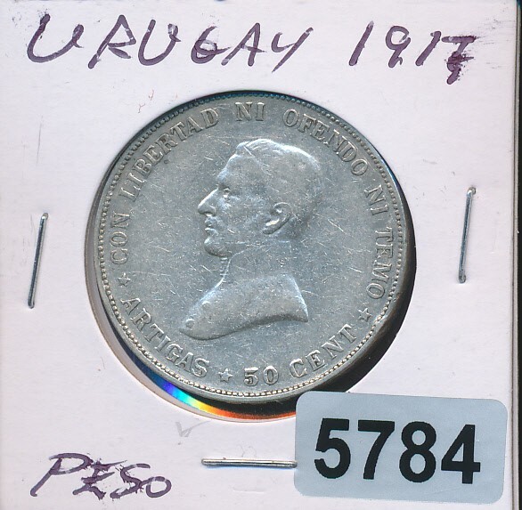 Read more about the article URUGUAY – SILVER – 50 centavos – 1917 – #5784