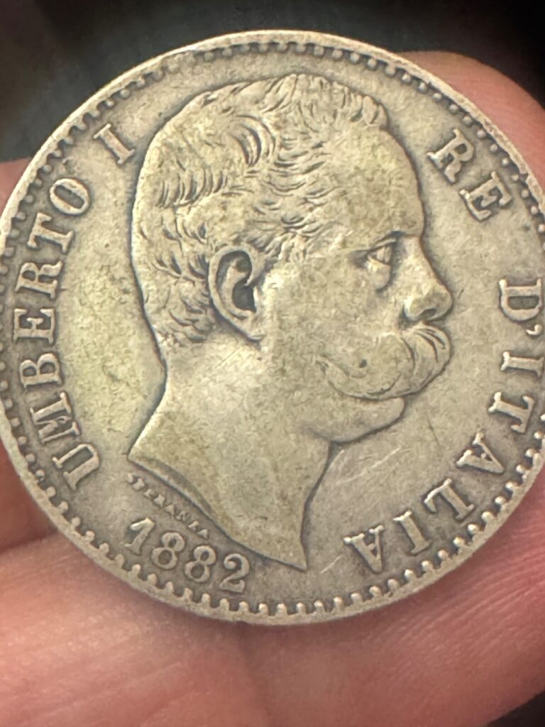 Read more about the article Silver Coin  Italy  1882 R  2 Lire