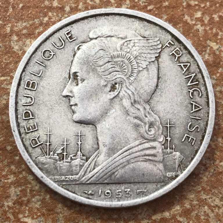 Read more about the article 1953 Madagascar 5 Francs Aluminum Coin – XF (Extra Fine) condition