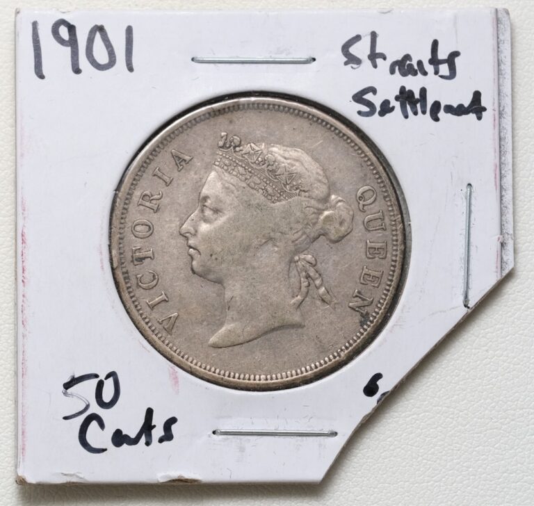 Read more about the article 1901 British Straits Settlements (Malaysia) Queen Victoria Silver 50 Cents Coin