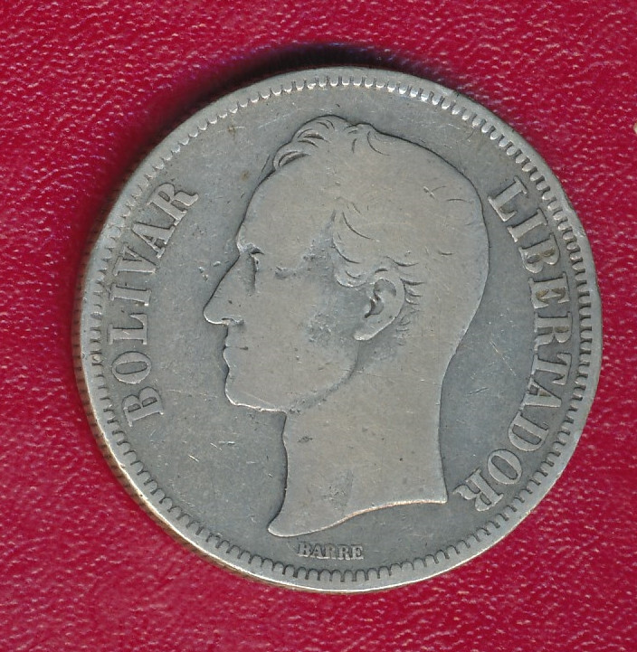 Read more about the article VENEZUELA 1886 BOLIVAR SILVER COIN **VERY NICE CIRCULATED** FREE SHIPPING!!