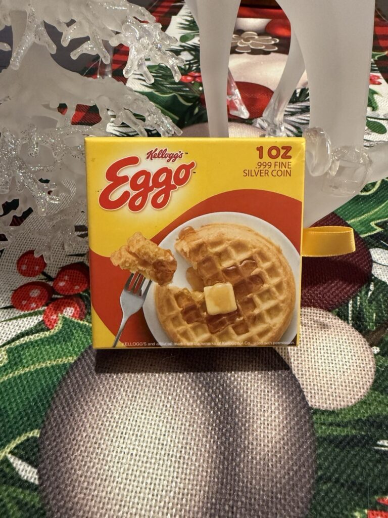 Read more about the article 2024 1 Oz .999 Fine Silver Eggo™ Waffles Plate Silver Coin Chad COLORIZED W/COA