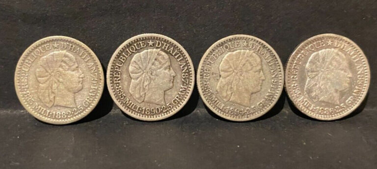Read more about the article HAITI  1882-1894  10 cents  lot of 4  Silver  Circulated