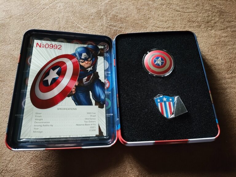 Read more about the article Fiji 2021 2$ MARVEL CAPTAIN AMERICA Shield 1 oz Pure Silver Coin