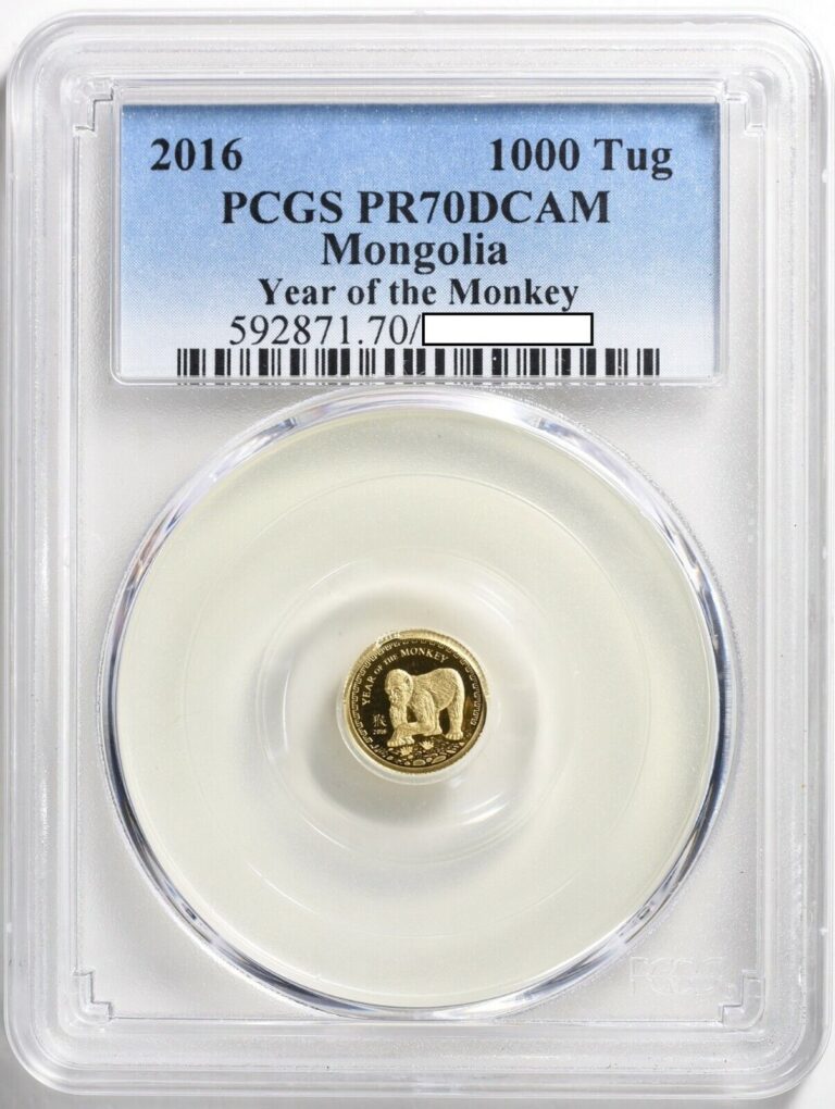 Read more about the article 2016  MONGOLIA PCGS PR70DCAM GOLD 1000 TUG COIN YEAR OF MONKEY