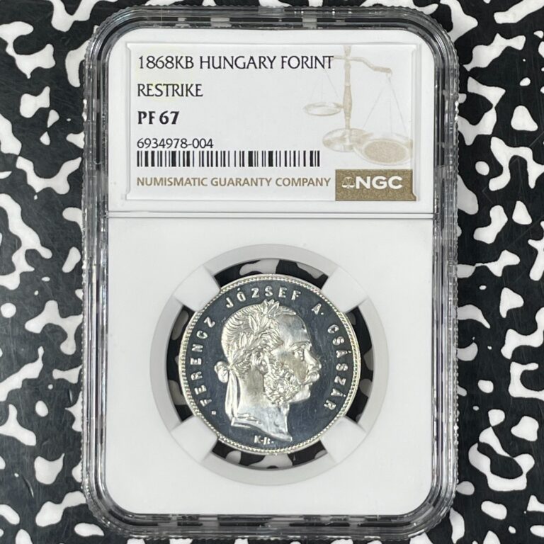 Read more about the article “1868-KB” Hungary 1 Forint NGC PR67 Lot#G9918 Silver! Proof! Restrike