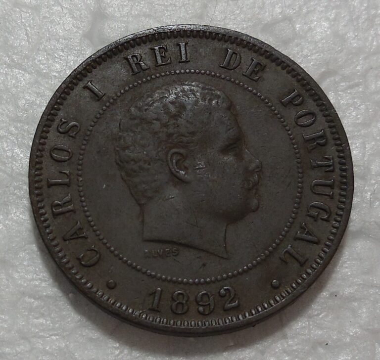 Read more about the article 1892 PORTUGAL 20 REIS BRONZE COIN VF