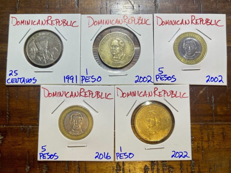 Read more about the article Lot of 5 Dominican Republic 🇩🇴 Coins 1991-2022 No Reserve! Combined Shipping!