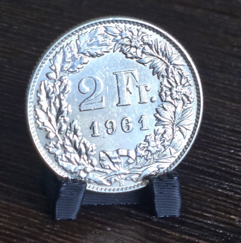 Read more about the article Beautiful Silver 1961 Switzerland 2 Franc Old Silver World Coin KM# 21  – #5