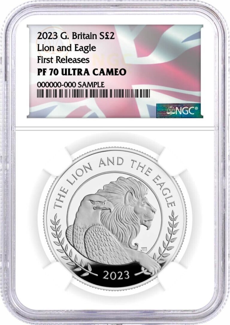 Read more about the article 2023 £2 Great Britain 1oz Silver Lion and Eagle NGC PF70 UCAM First Releases