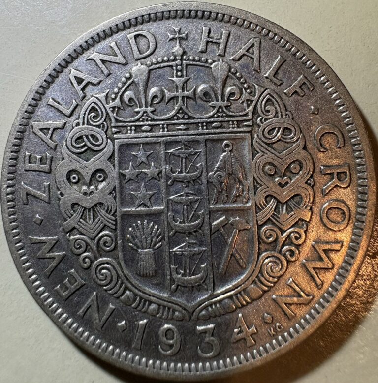 Read more about the article 1934 New Zealand 1/2 Crown Half Crown Silver Coin