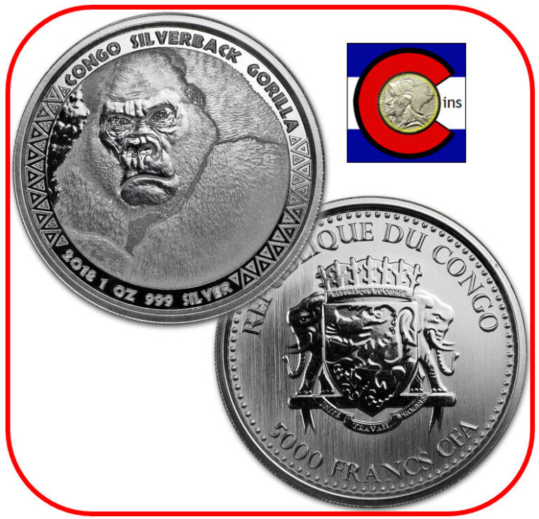 Read more about the article 2018 Republic of Congo Prooflike Silverback Gorilla 1 oz Silver Coin in capsule