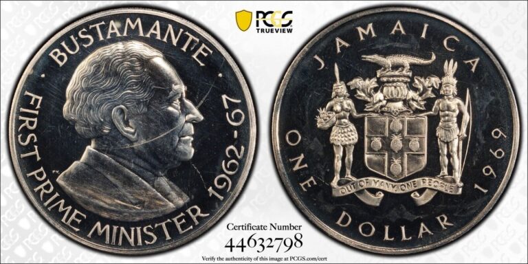 Read more about the article TOP POP FINEST PCGS GRADED – 1969 JAMAICA FIRST DOLLAR SPECIAL PROOF ISSUE