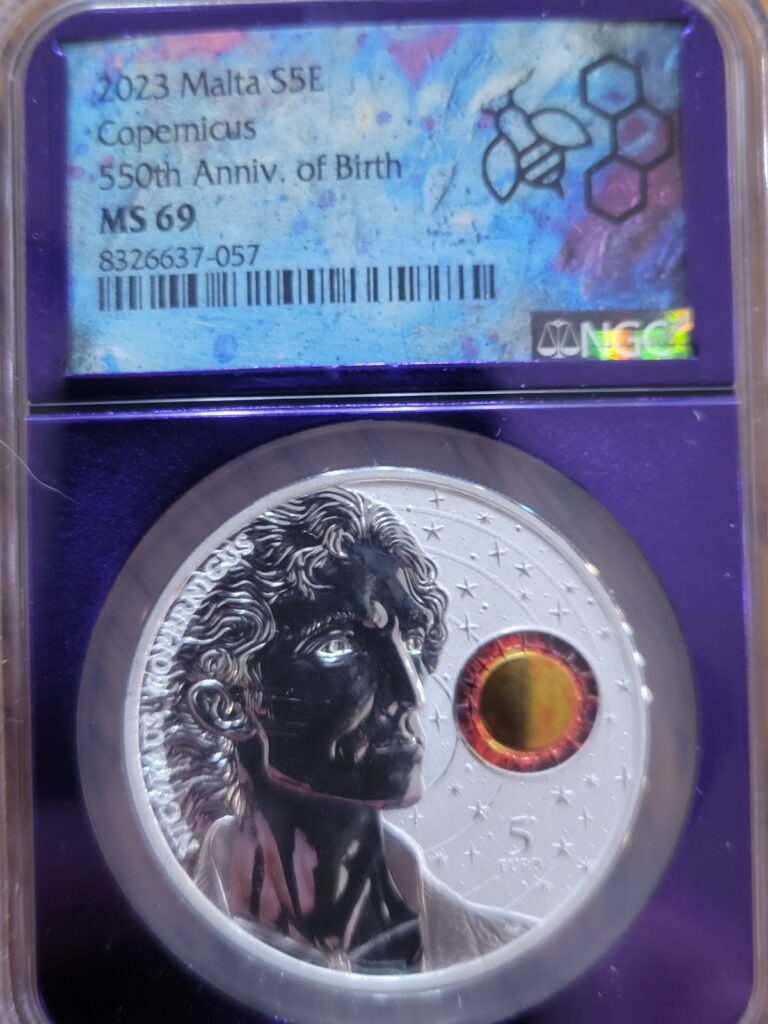 Read more about the article 2023 Malta MS 69 SILVER Copernicus 550th Anni. of Birth 5 Euro NGC 1oz