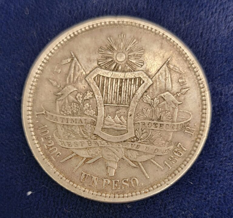 Read more about the article 1867 R Guatemala Silver Peso. Rafael Carrera. Scarce!